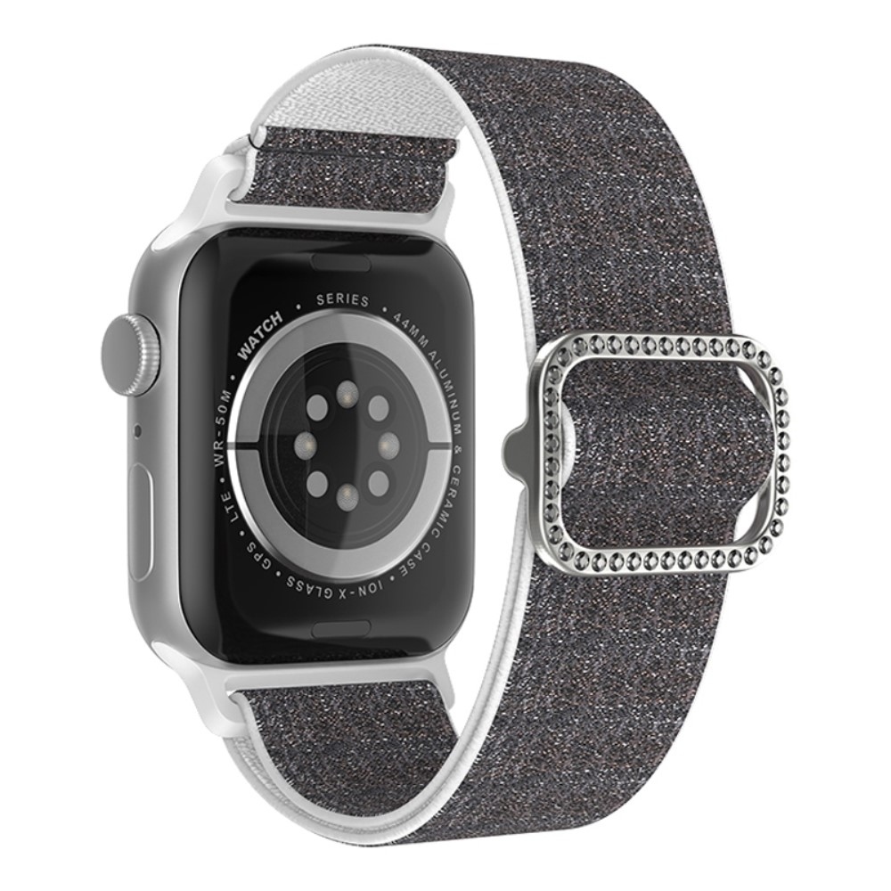 Dekor nejlon szíj Apple Watch Ultra/Ultra 2 49mm/SE/SE 2022/2023 44mm/9/8/7 45mm/6/5/4 44mm/3/2/1 42 mm-es Apple Watch Ultra/Ultra 2 órához - fekete/fehér