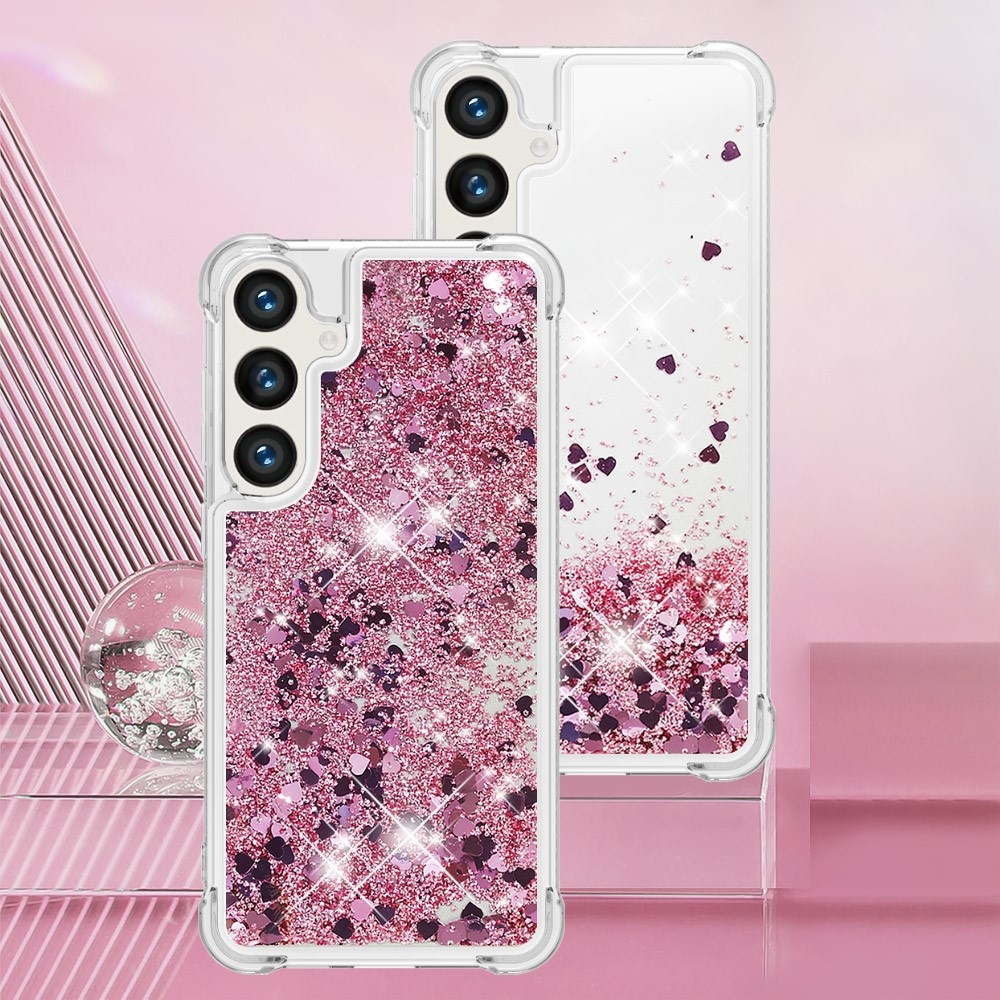 Glitter homokóra zselés tok Samsung Galaxy S24+ készülékhez - rózsaarany/szív