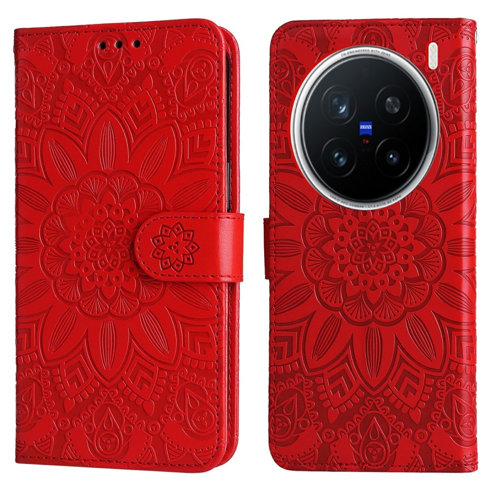 Napraforgó könyv tok a Vivo X200 Pro 5G-hez - piros