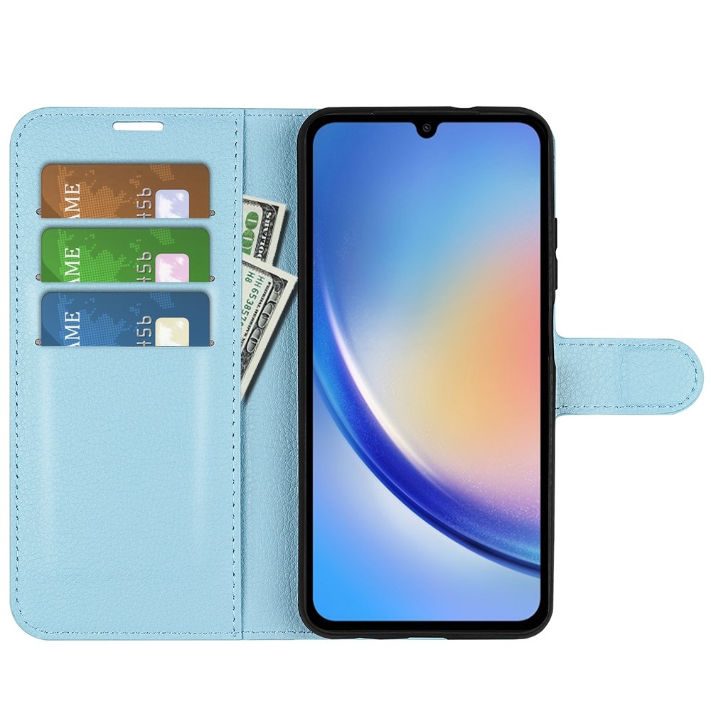 Litchi könyv tok Samsung Galaxy A35 5G - kék