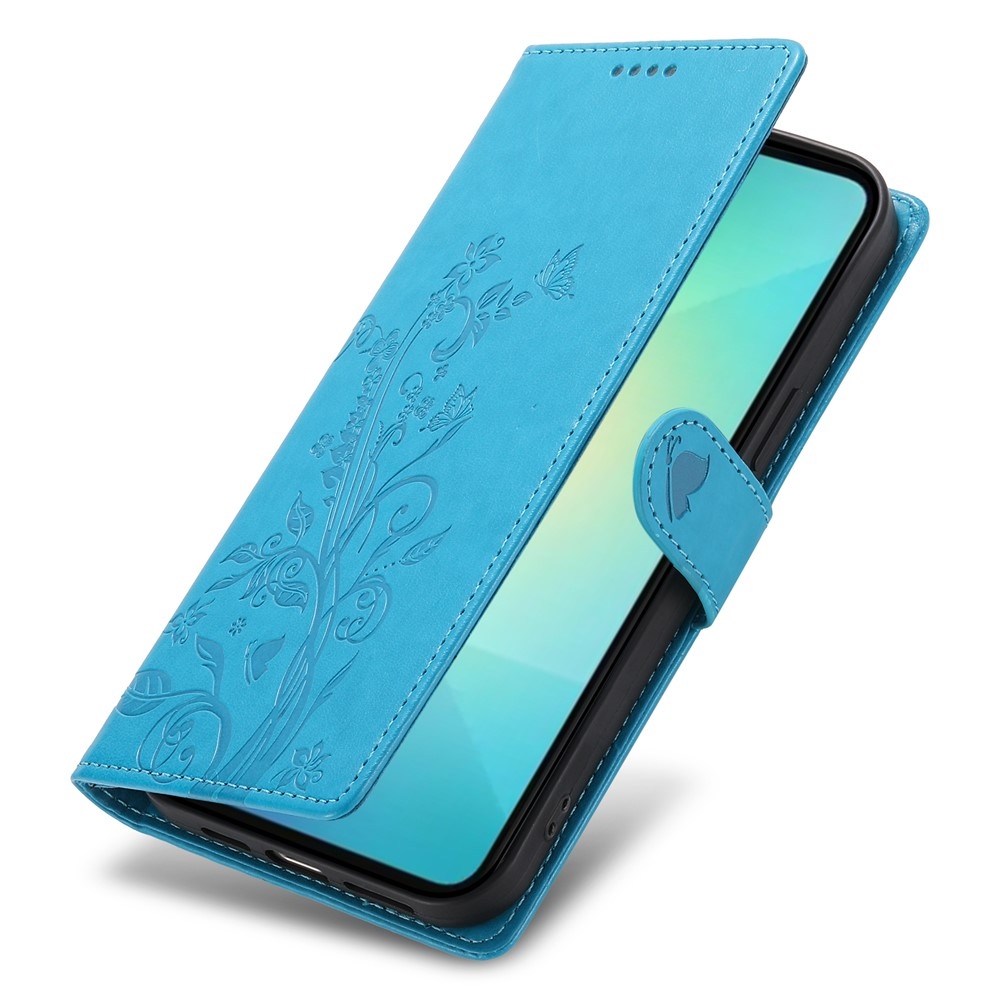 Virágos könyv tok Samsung Galaxy A07 4G készülékhez - kék