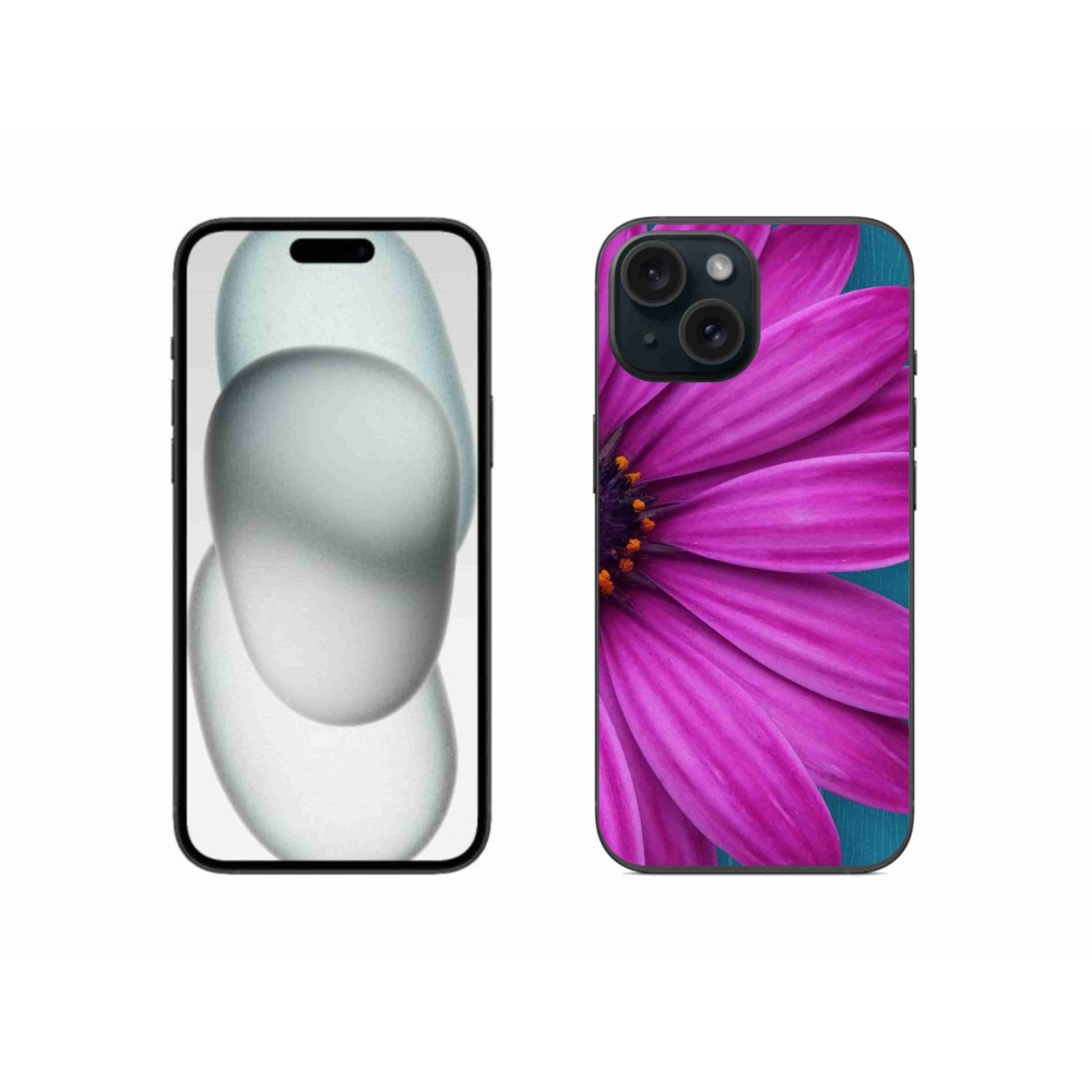 Gél tok mmCase iPhone 15 készülékhez - lila margaréta