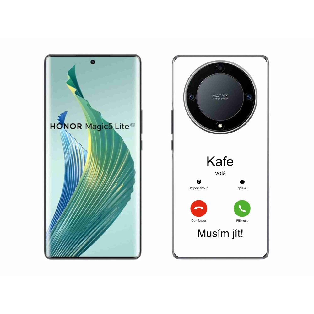 Gél borító mmCase a Honor Magic 5 Lite 5G készülékhez - kávé hívások fehér háttérrel