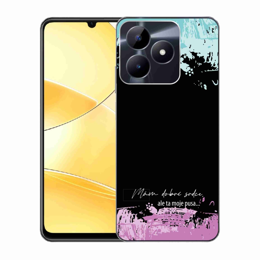 Zselés borító mmCase a Realme C51/C53 készülékhez - vicces szöveg 3 fekete háttérrel