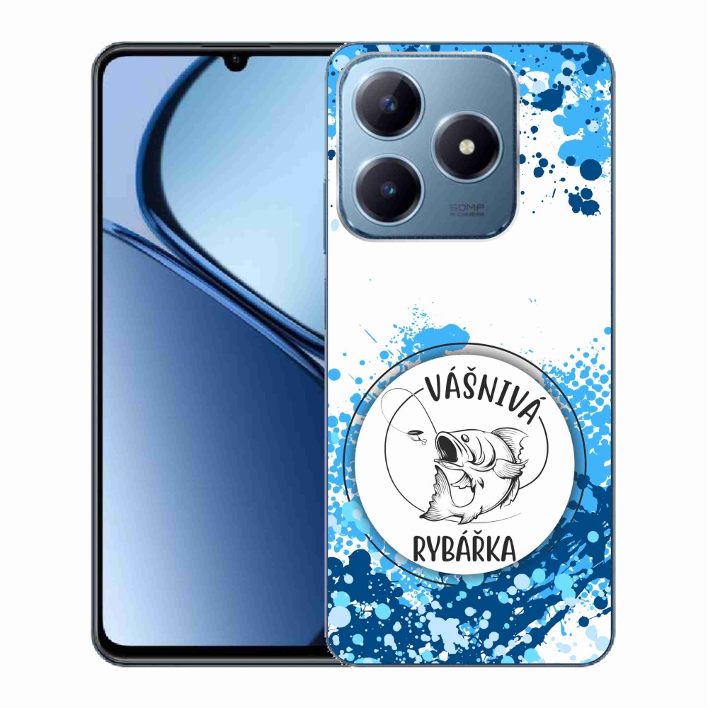 Gél borító mmCase a Realme C63 készülékhez - szenvedélyes halásznő fehér háttérrel