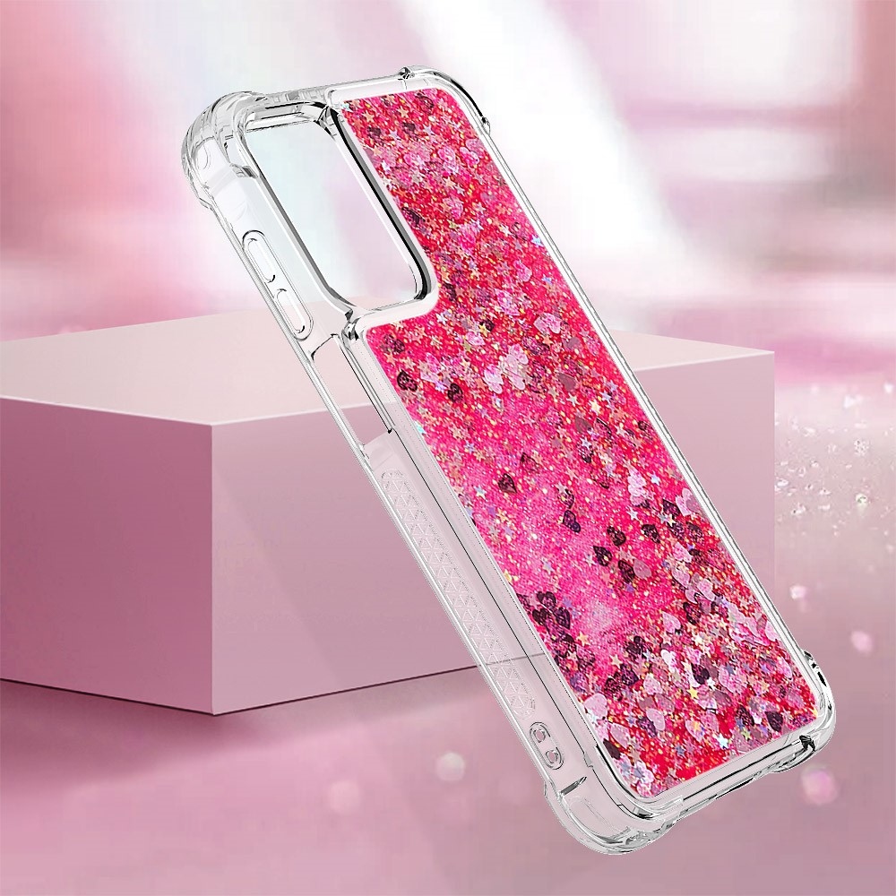 Glitter homokóra zselés tok Samsung Galaxy A26 5G - rózsaszín/szívek