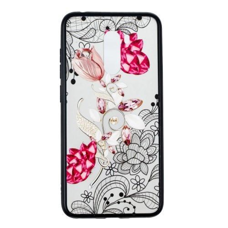 Csipke zselés tok műanyag hátlappal a Xiaomi Pocophone F1-hez - virág