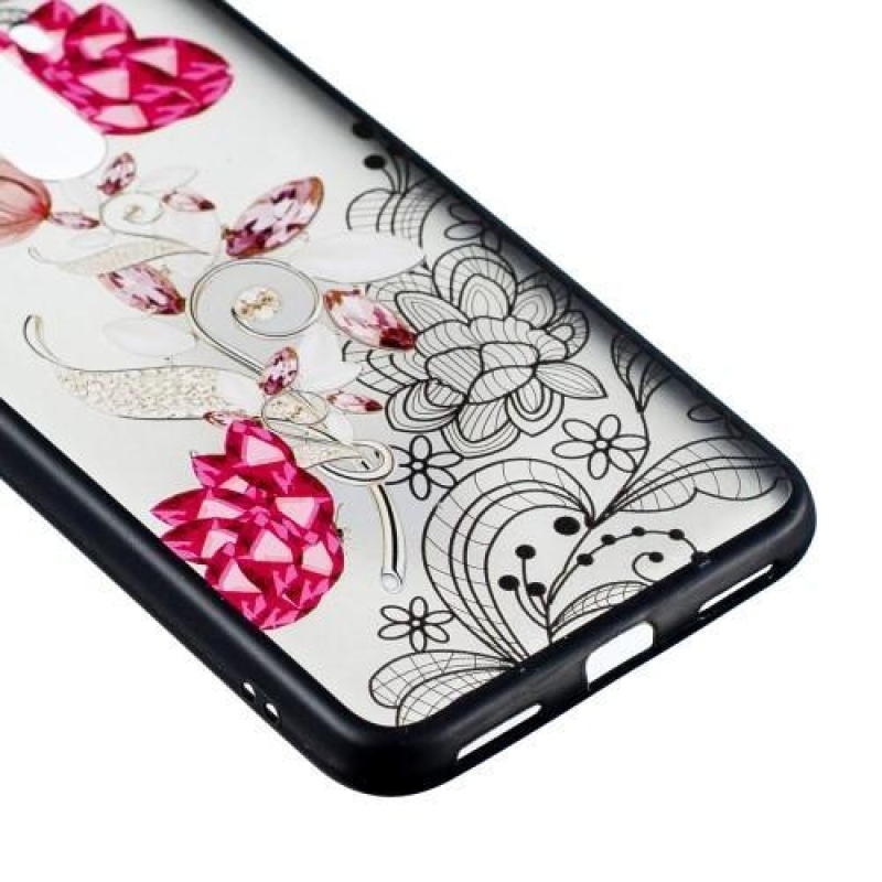 Csipke zselés tok műanyag hátlappal a Xiaomi Pocophone F1-hez - virág