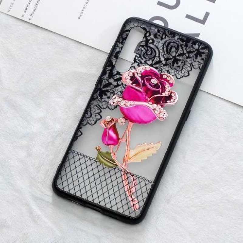 Csipkés szilikon tok Xiaomi Mi 9 - rózsaszínű