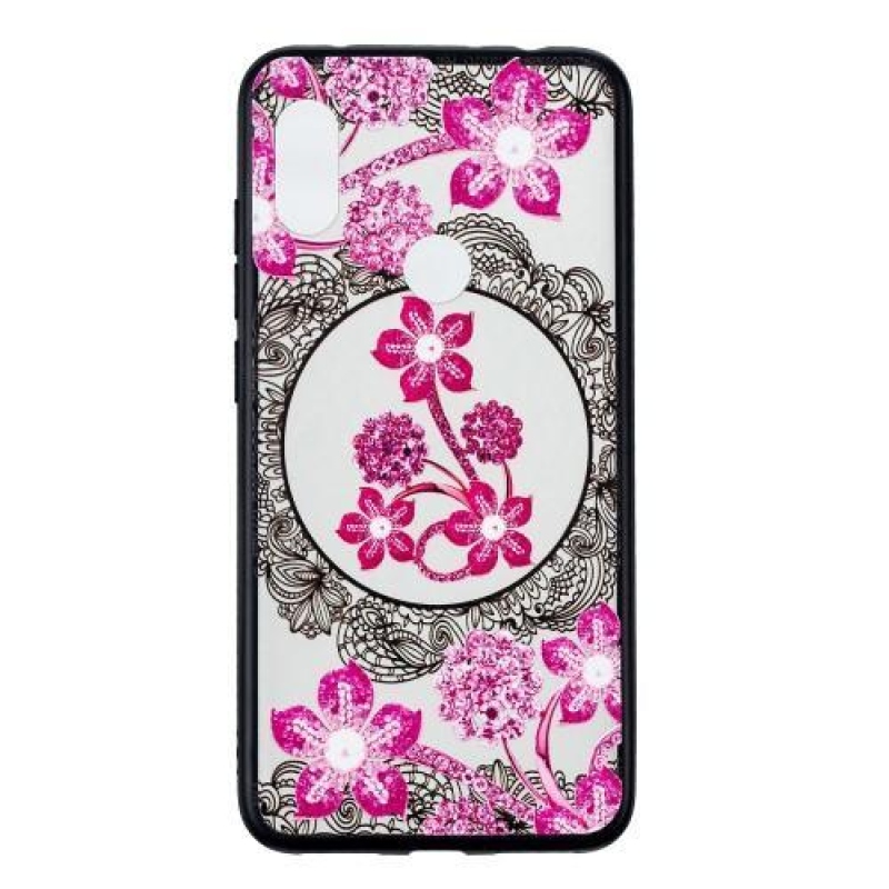 Csipkés szilikon tok Xiaomi Redmi Note 6 Pro - rózsaszín virágok