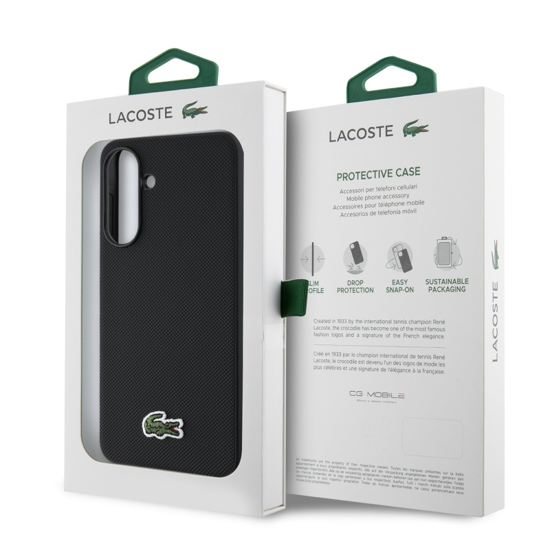 Lacoste Iconic Petit Pique Woven Logo MagSafe hátlap a Samsung Galaxy A56 készülékhez Fekete