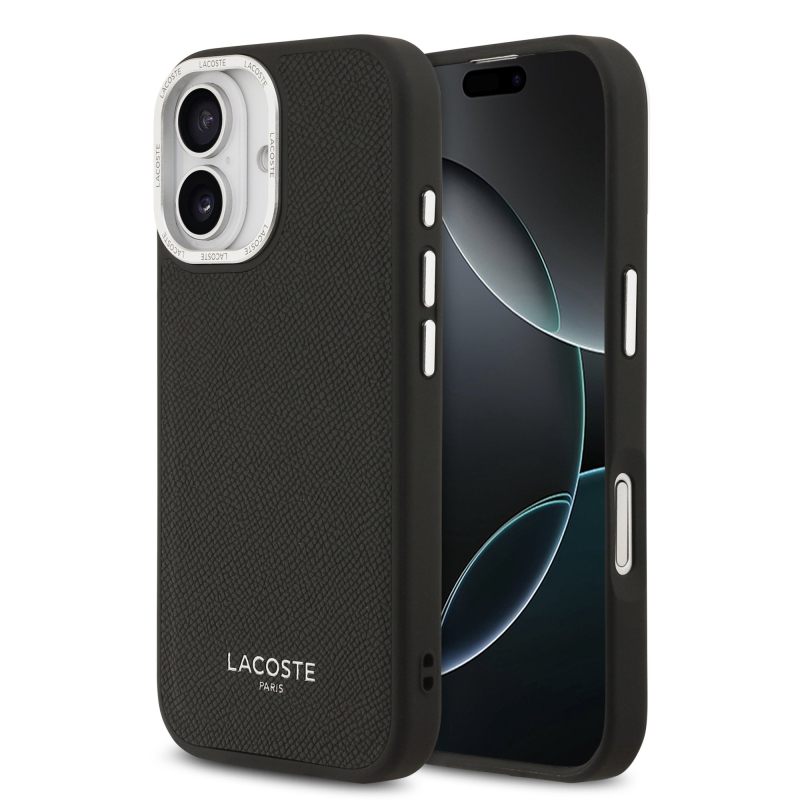 Lacoste PU bőr Champs Elysees MagSafe hátlap iPhone 17 Fekete
