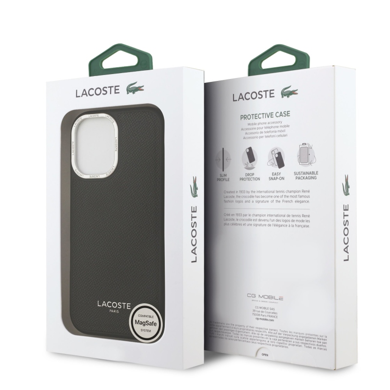 Lacoste PU bőr Champs Elysees MagSafe hátlap iPhone 17 Fekete