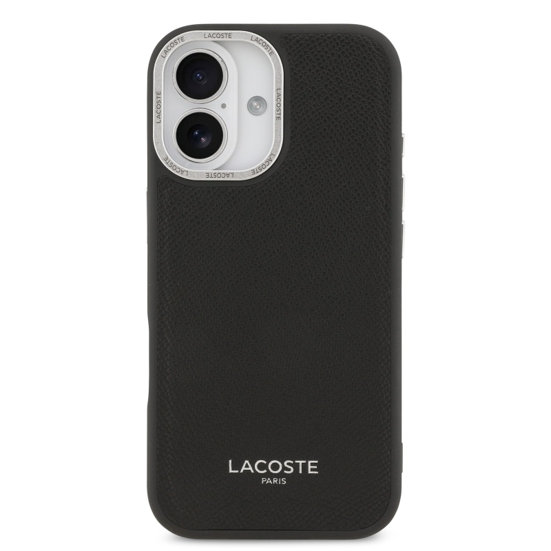 Lacoste PU bőr Champs Elysees MagSafe hátlap iPhone 17 Fekete