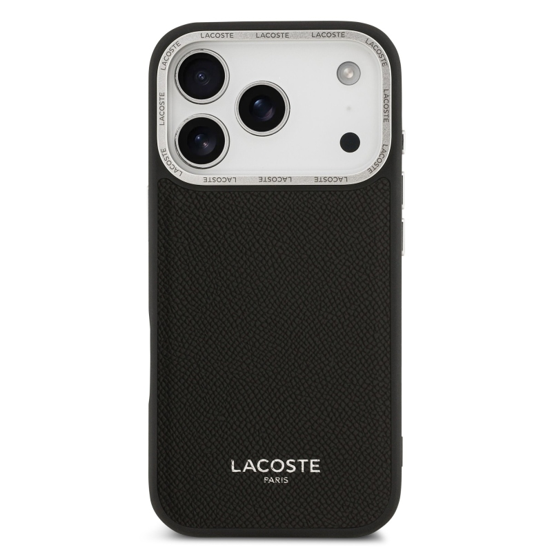 Lacoste PU bőr Champs Elysees MagSafe hátlap iPhone 17 Pro Fekete