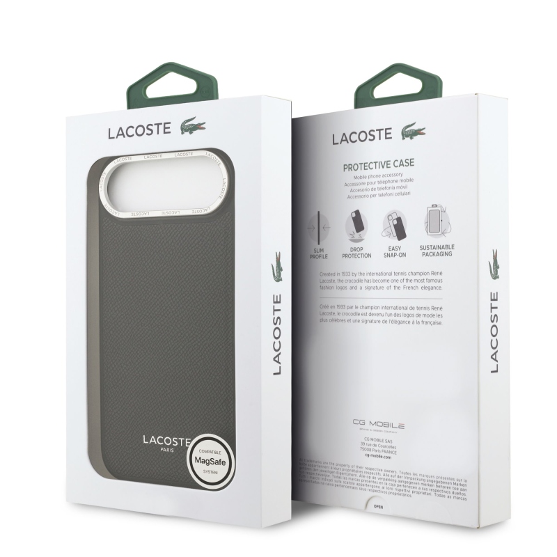 Lacoste PU bőr Champs Elysees MagSafe hátlap iPhone Airhez Fekete