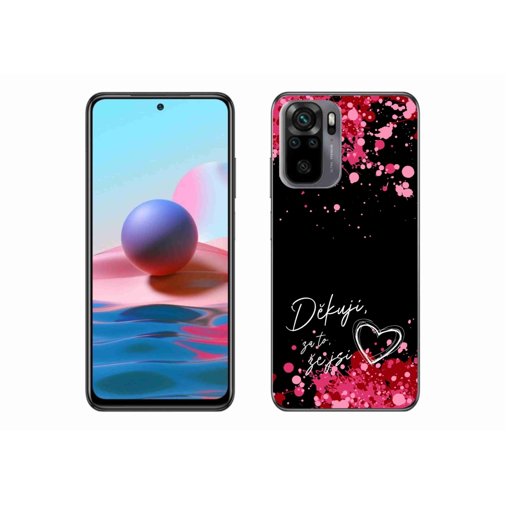 Gél borító mmCase a Xiaomi Redmi Note 10S-hez - text in love 2 fekete háttérrel