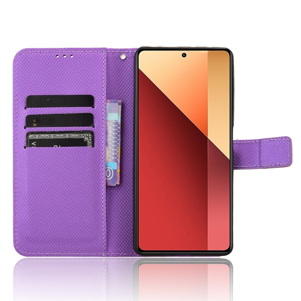 Gyémánt könyv tok Xiaomi Redmi Note 14S/Note 13 Pro 4G/Poco M6 Pro - lila