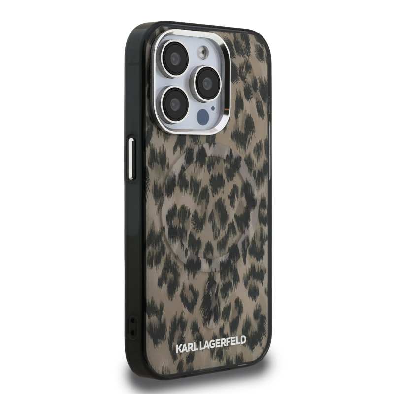 Karl Lagerfeld IML Leopard Leopard MagSafe hátlap iPhone 15 Pro barna színű készülékhez