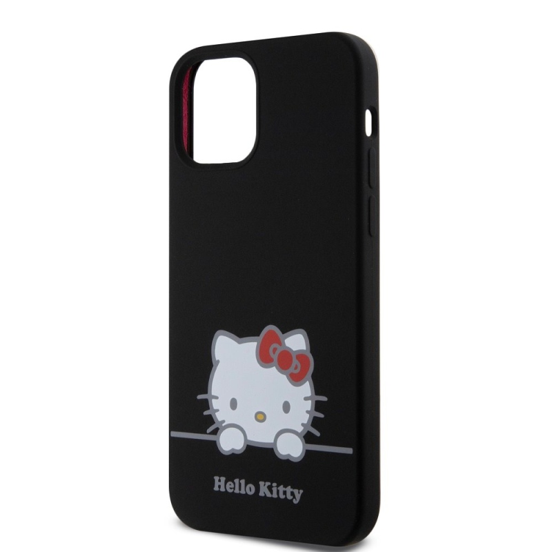 Hello Kitty Liquid Silicone Daydreaming Logo hátlapi borító iPhone 12/12 Pro Fekete