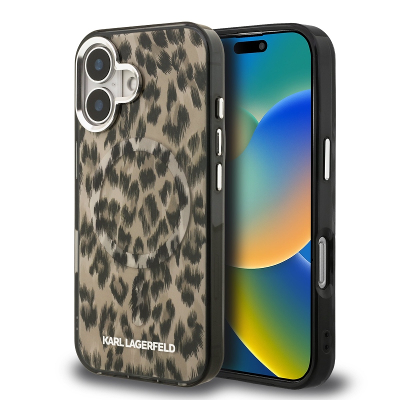 Karl Lagerfeld IML Leopard Leopard MagSafe hátlap iPhone 16-hoz Barna