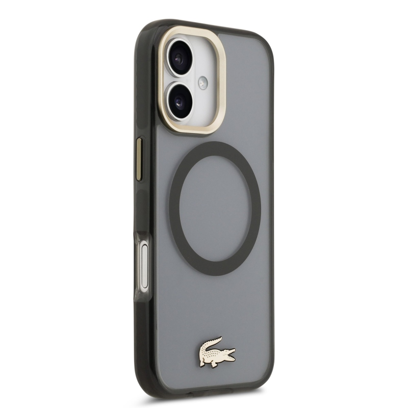 Lacoste PC/TPU Frosted Finish Gold Logo MagSafe hátlapi borító iPhone 17 Fekete