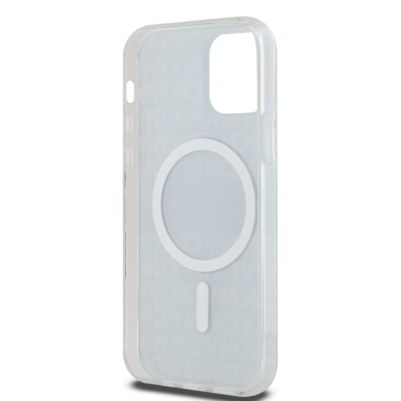 DKNY PC/TPU ismétlődő mintás tonális csíkos Magsafe hátlap iPhone 12/12 Pro Fekete