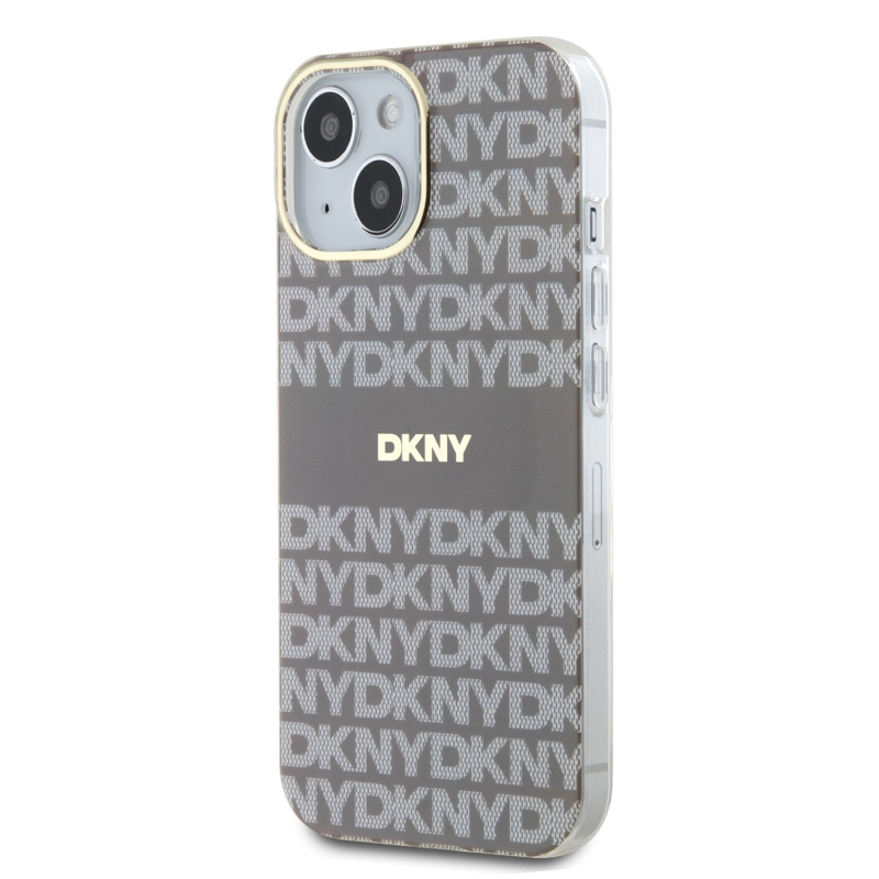 DKNY PC/TPU ismétlődő mintás tonális csíkos Magsafe hátlap iPhone 14 bézs színű iPhone 14-hez