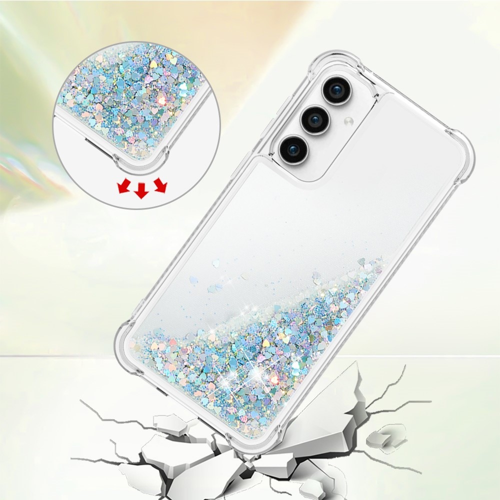 Glitter zselés homokóra tok Samsung Galaxy S23 FE készülékhez - ezüst/szív