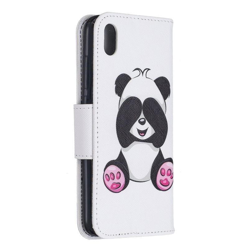 Bőr PU bőr pénztárca tok Xiaomi Redmi 7A - aranyos panda