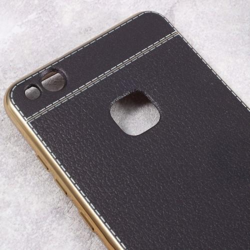 Leathy zselés tok PU bőr hátlappal Huawei P10 Lite készülékhez - fekete