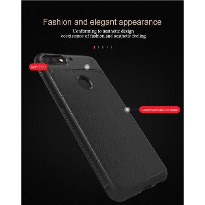 LEN zselés tok textúrával Huawei Y7 Prime (2018) és Honor 7C készülékhez - fekete színben