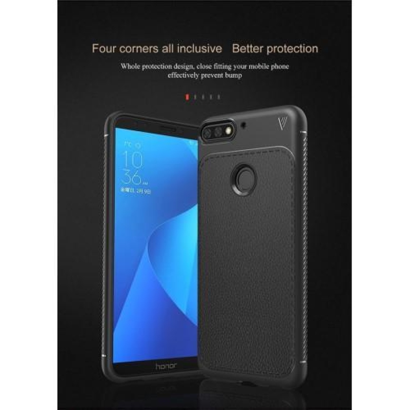 LEN zselés tok textúrával Huawei Y7 Prime (2018) és Honor 7C készülékhez - fekete színben