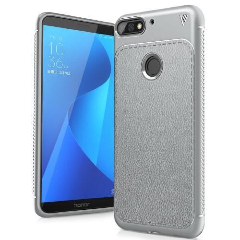 LEN zselés tok textúrával a Huawei Y7 Prime (2018) és Honor 7C készülékhez - szürke színben