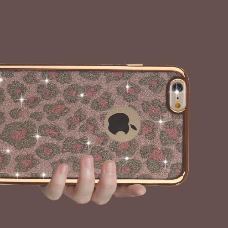 Leopárd matt zselés tok iPhone 6s Plus és 6 Plus készülékhez - rózsaszín