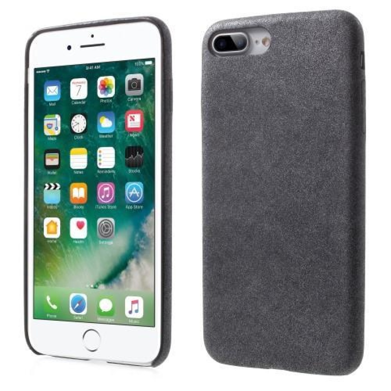Lethy műanyag tok PU bőr hátlappal iPhone 7 Plus és iPhone 8 Plus készülékhez - szürke