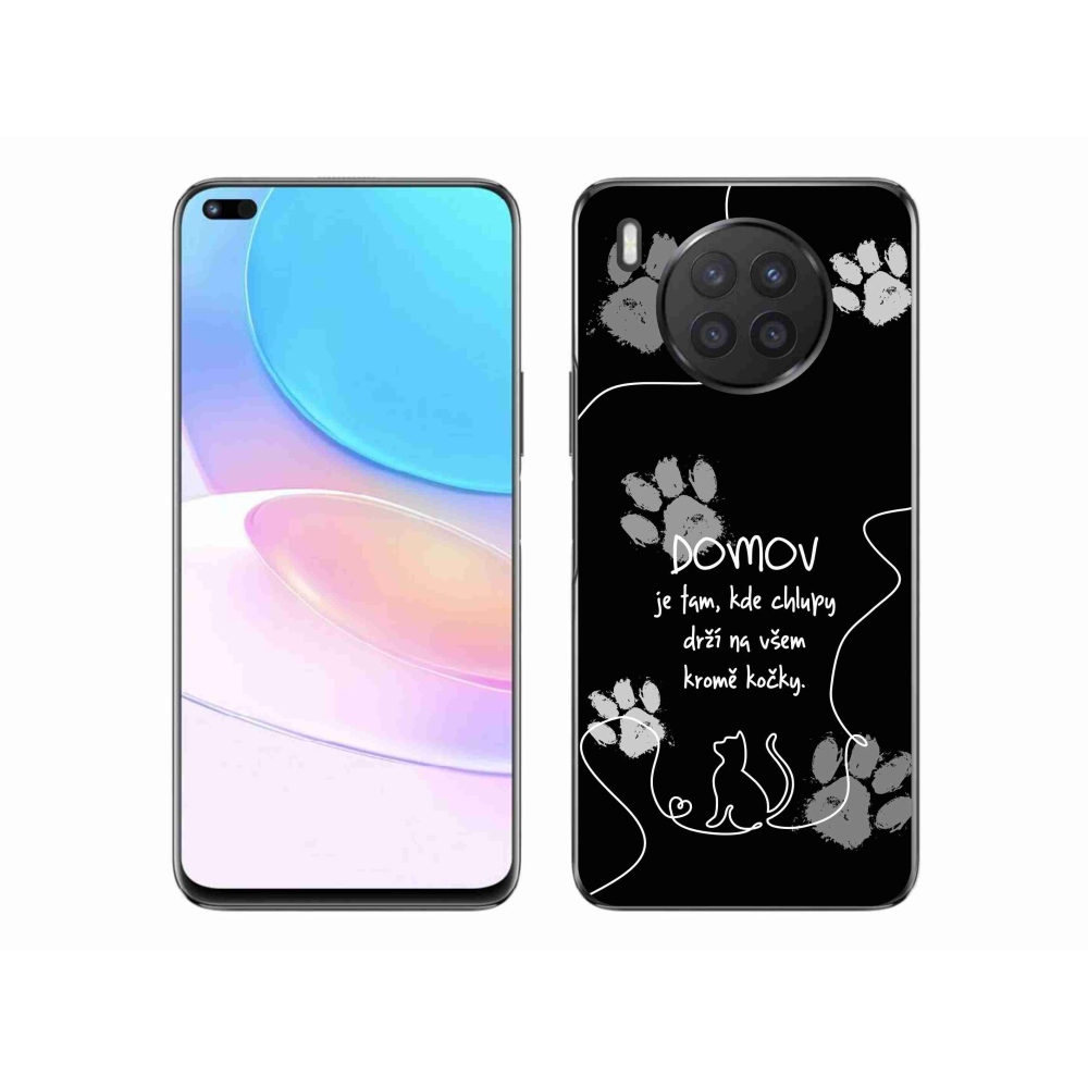 Gél borító mmCase a Huawei Nova 8i készülékhez - macska motívum fekete háttérrel