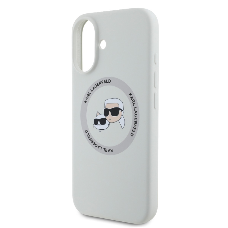 Karl Lagerfeld Liquid Silicone K&CH Heads MagSafe hátlapi borító iPhone 16 bézs színűre