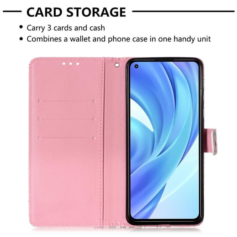 Könnyű pénztárca tok Xiaomi Mi 11 Lite 5G/4G/11 Lite 5G NE - rózsaszín pillangókhoz