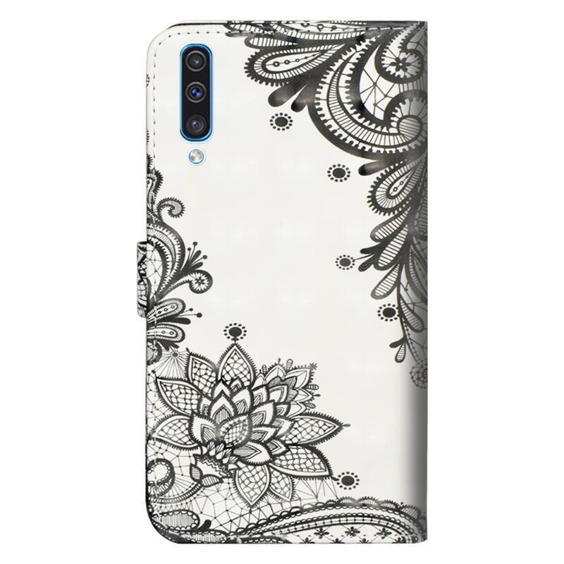 Nyomtatott pénztárca tok Samsung Galaxy A50/A30s készülékhez - csipke virág