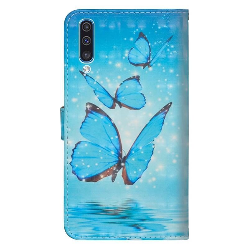 Nyomtatott pénztárca tok Samsung Galaxy A50/A30s készülékhez - kék pillangók