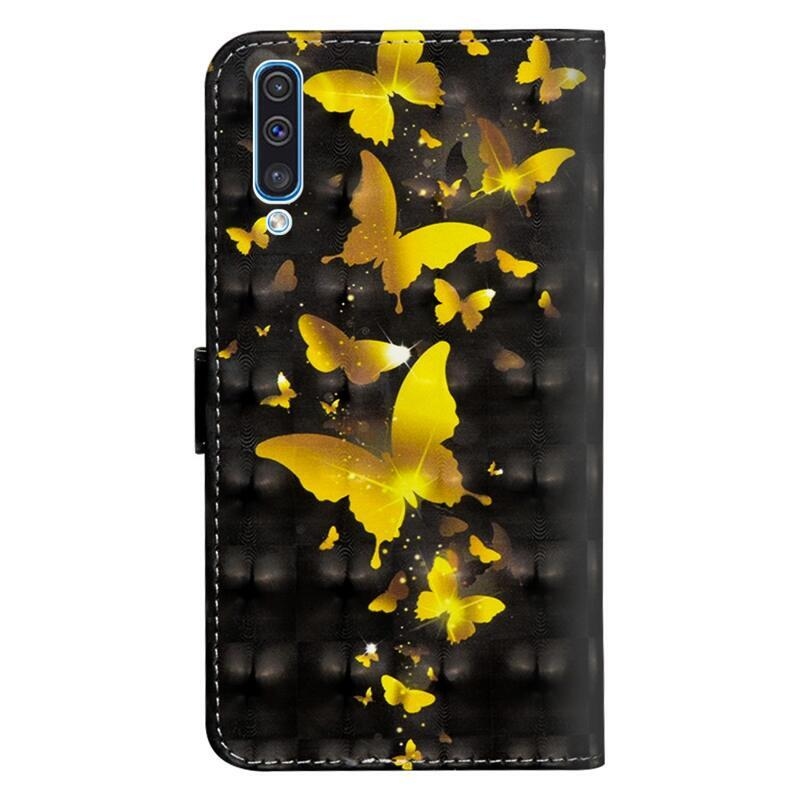 Nyomtatott pénztárca tok Samsung Galaxy A50/A30s készülékhez - arany pillangók