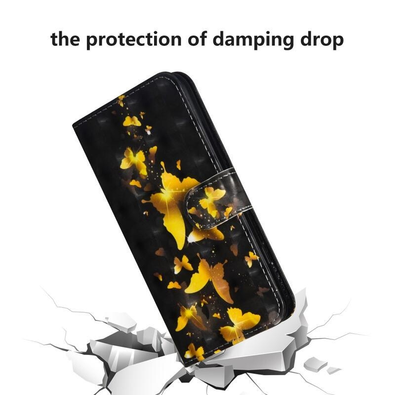 Nyomtatott pénztárca tok Samsung Galaxy A50/A30s készülékhez - arany pillangók