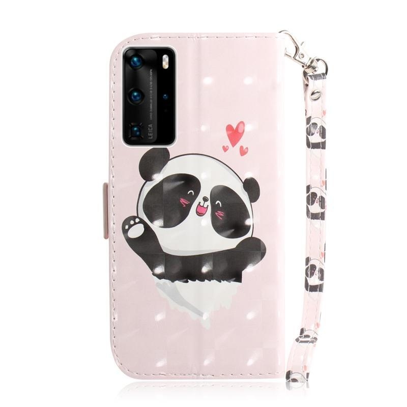 Könnyű PU bőr pénztárca tok a Huawei P40 Pro-hoz - aranyos panda