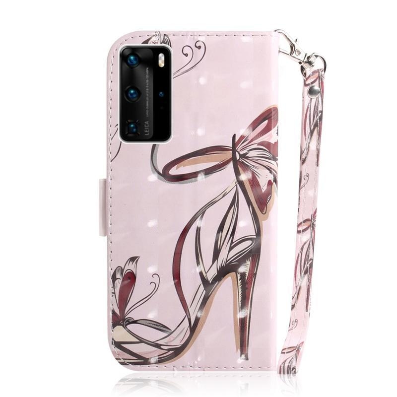 Könnyű PU bőr pénztárca tok Huawei P40 Pro - magas sarok