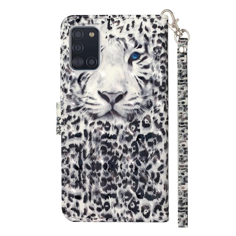 Könnyű PU bőr pénztárca tok Samsung Galaxy A31-hez - leopárd