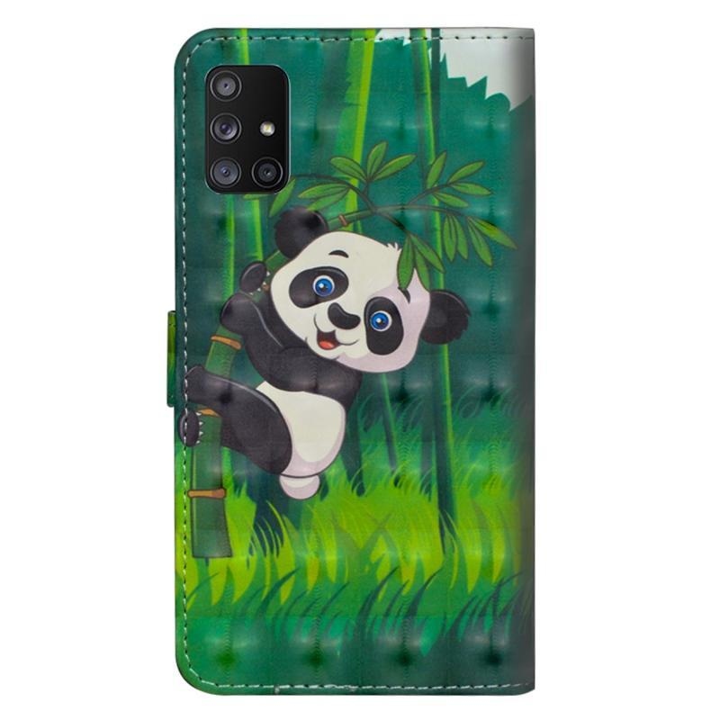 Nyomtatás PU bőr pénztárca tok Samsung Galaxy M31s - panda a bambuszon