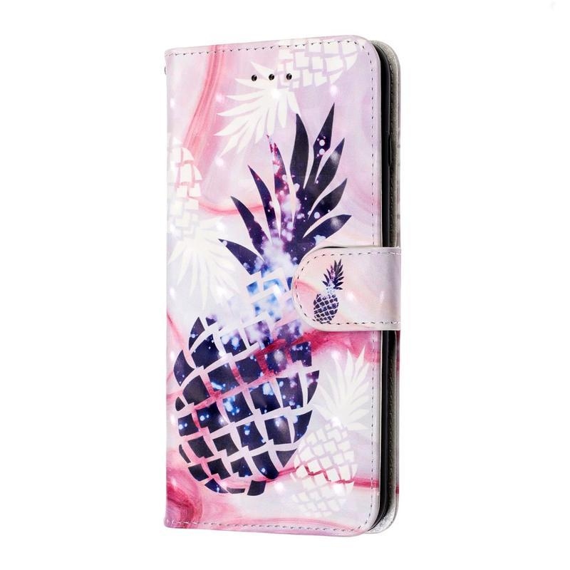 Könnyű PU bőr pénztárca tok Samsung Galaxy S20 Ultra - ananász