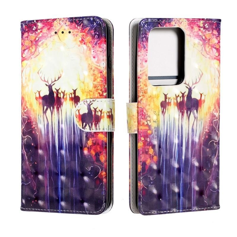 Könnyű PU bőr pénztárca tok Samsung Galaxy S20 Ultra készülékhez - jávorszarvas