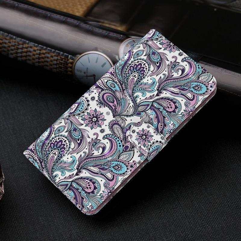 Nyomtatás PU bőr pénztárca tok Samsung Galaxy S21 - kasmír minta